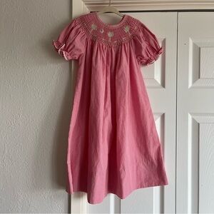 Rosalina Collection Pink Gingham Check Smocked Dress with Floral Embroidery